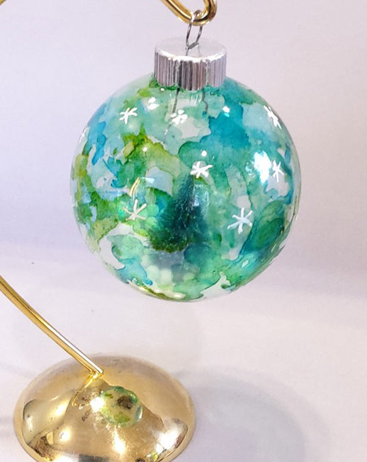 Snow Scene Glass Christmas Ornament