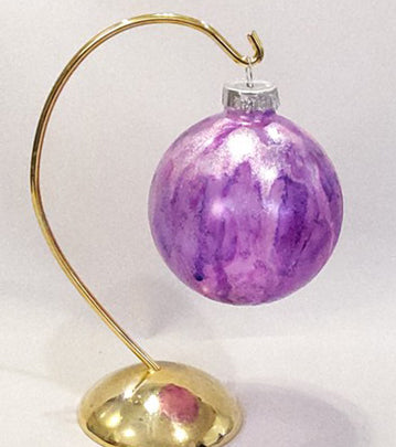 Marbled Purple and Pinks Glass Christmas Ornament