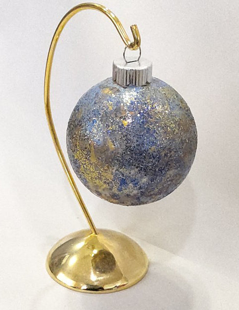 Periwinkle and Gold Glass Christmas Ornament