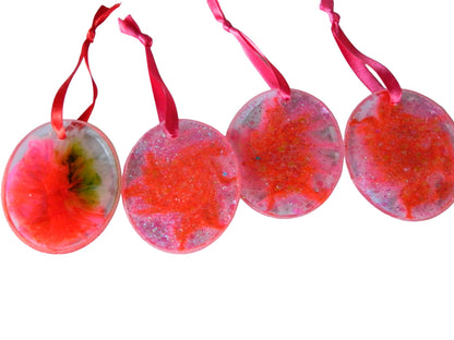 Set of 4 Resin Bloom Christmas Ornaments