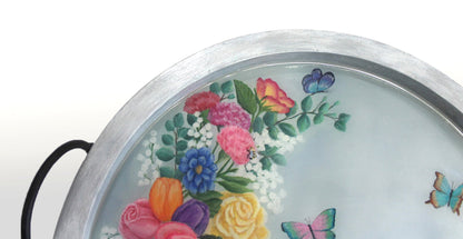 Floral Spray Butterfly Hand Painted Tray, Serving Platter, Decorative Tray, Home Decor, Floral Tray, mothers day gift, Unique gift