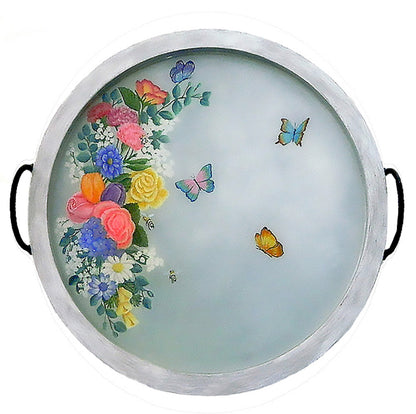 Floral Spray Butterfly Hand Painted Tray, Serving Platter, Decorative Tray, Home Decor, Floral Tray, mothers day gift, Unique gift