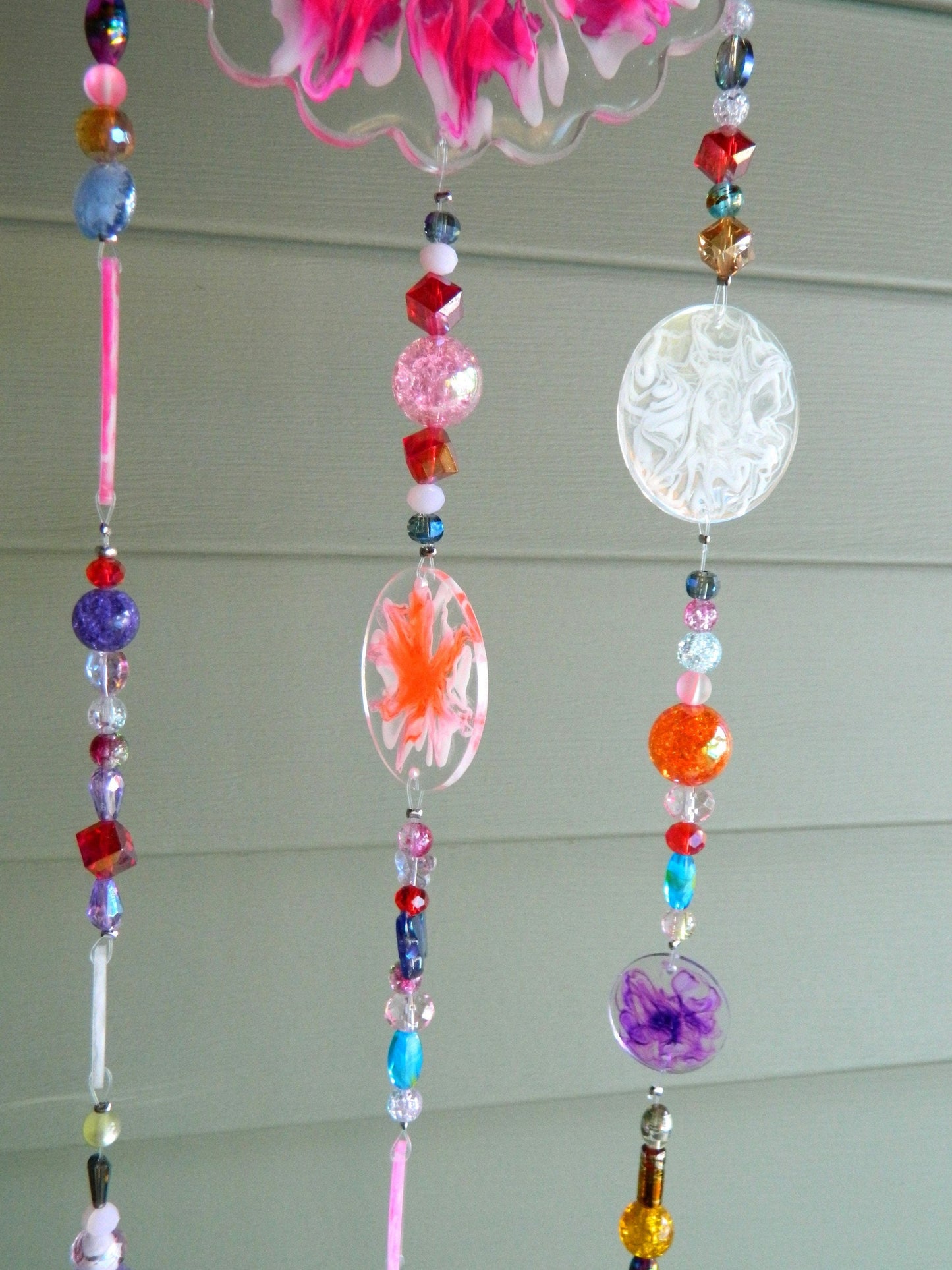 Resin "Blooms" with Colorful Beads Suncatcher/Wall Hanging