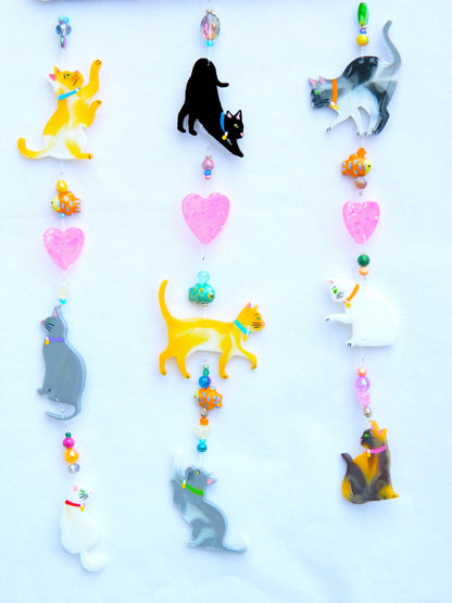 Cat Lover Resin Mobile Wall Hanging, Kitty Decor, Cat Lady Gift, Cat Wall Art, Feline Lover Gift, Kitty lover gift