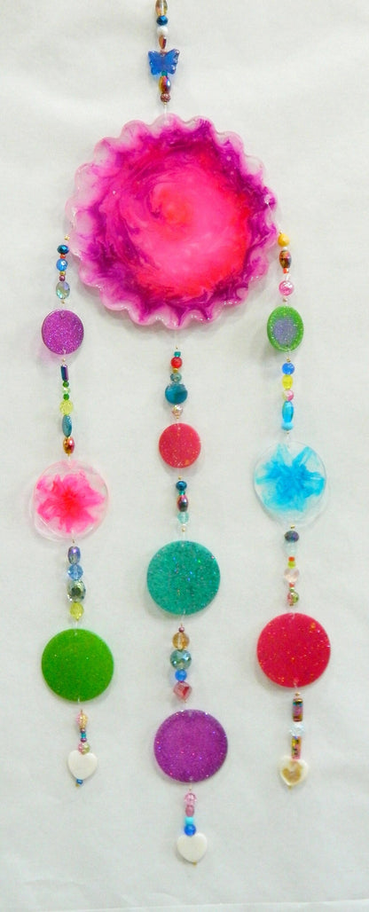 Resin "Blooms" with Colorful Beads Suncatcher/Wall Hanging