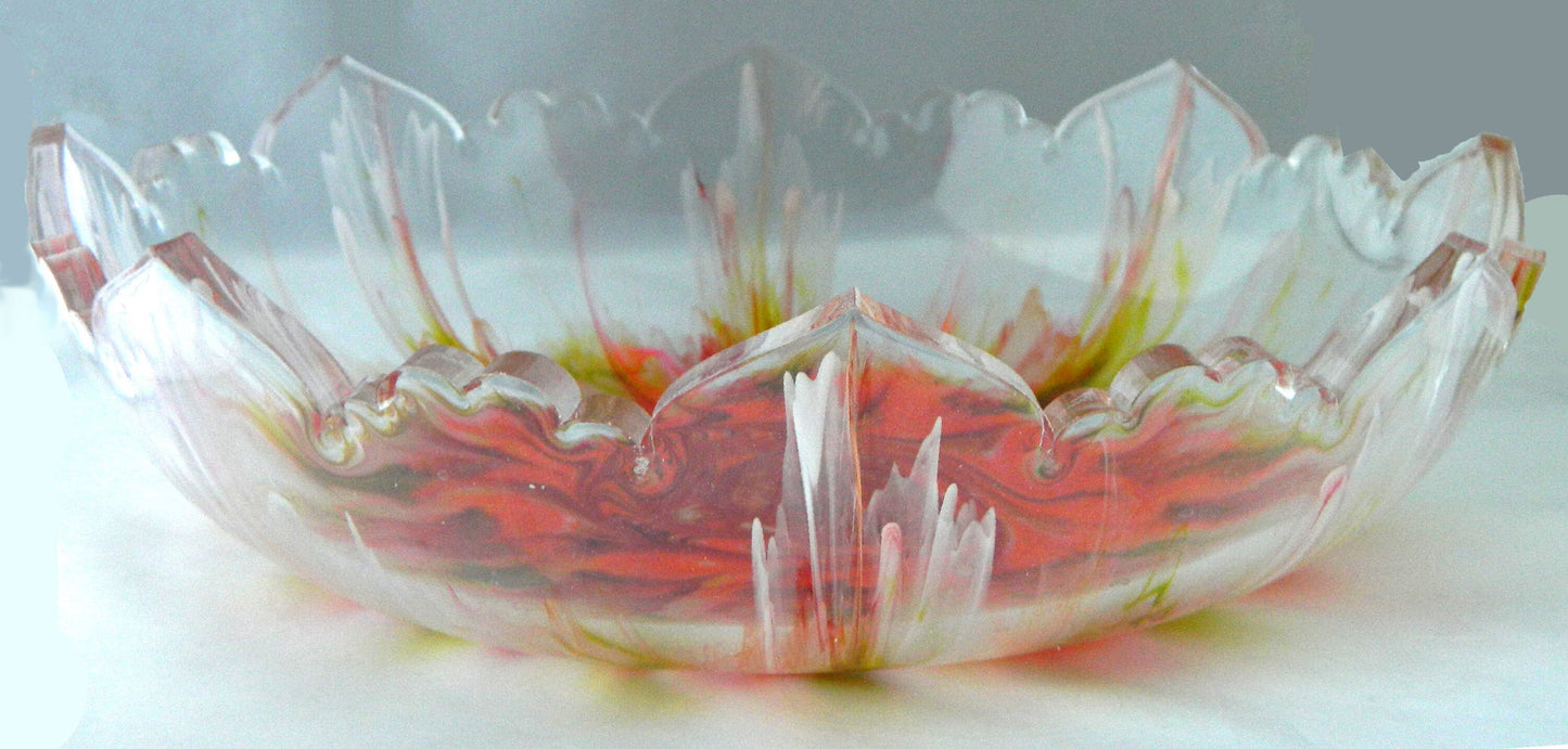 Orange Sunburst Resin Bloom Bowl, Large Dramatic Bowl, Home Decor Centerpiece, Unique Serving Bowl, Housewarming Gift, Gift for her