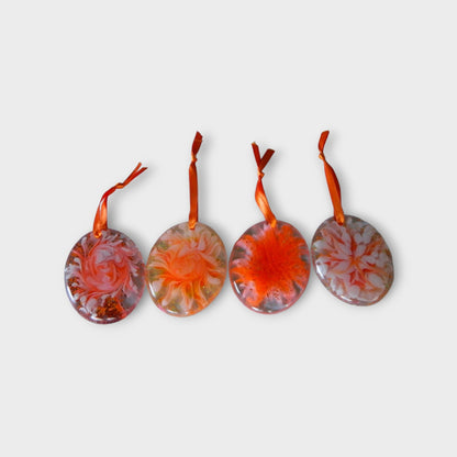 Set of 4 Resin Bloom Christmas Ornaments