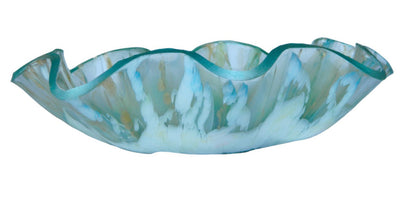 Vibrant Aqua Green Yellow Gold and White Resin Bloom Bowl, Serving Bowl, Statement Piece, Fruit Bowl,  Party Bowl, Entertaining Serve Ware