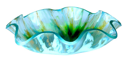 Vibrant Aqua Green Yellow Gold and White Resin Bloom Bowl, Serving Bowl, Statement Piece, Fruit Bowl,  Party Bowl, Entertaining Serve Ware